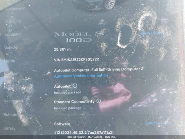 5YJSA1E22KF305722 Tesla Model S 100d/75d/long Range/standard Range