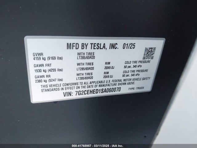 2025 TESLA CYBERTRUCK 7G2CEHED1SA060070 Photo 8