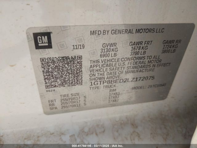 1GTP8BED2LZ172075 GMC Sierra 1500 2wd  Short Box Sle