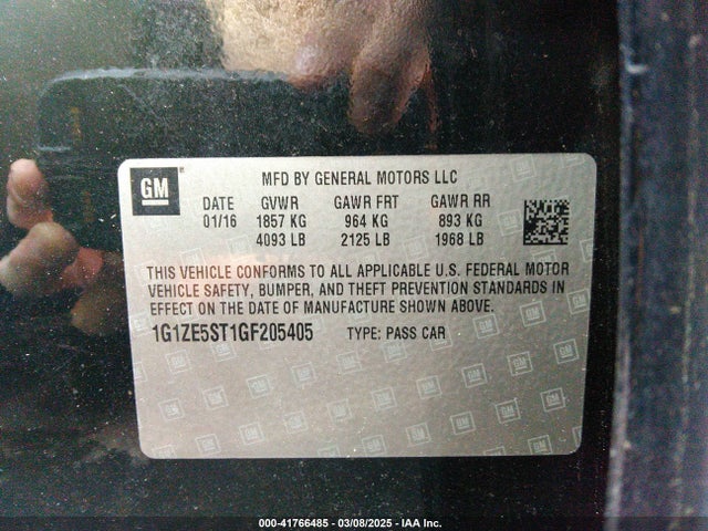 1G1ZE5ST1GF205405 Chevrolet MALIBU 1LT
