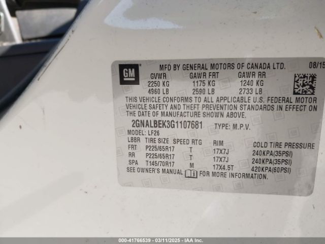 2GNALBEK3G1107681 Chevrolet EQUINOX LS