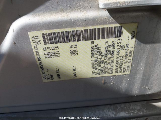 1N4AA5AP1EC481253 Nissan Maxima 3.5 S/3.5 Sv