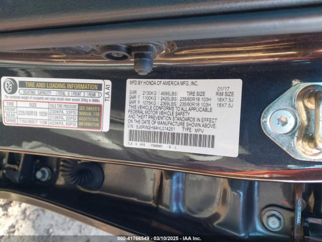 5J6RW2H94HL014251 Honda Cr-v Touring