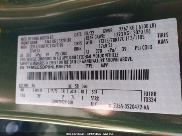 1FMEE5DP9NLB56714 Ford Bronco Outer Banks