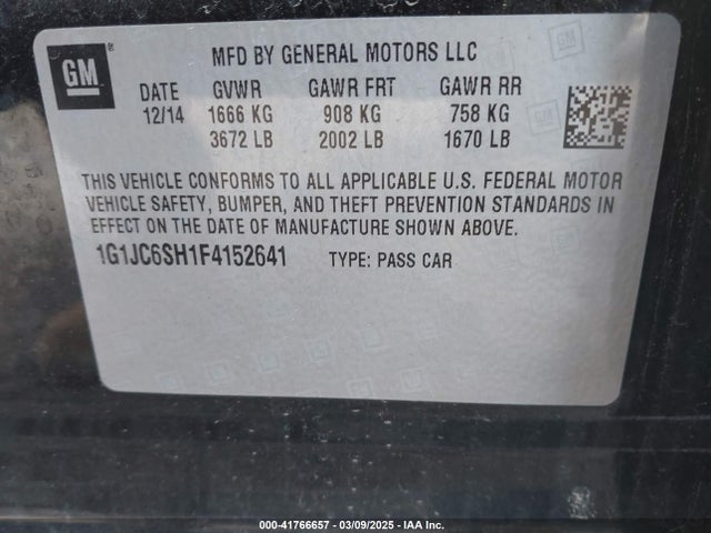 Chevrolet Sonic Lt Auto 2015 1G1JC6SH1F4152641 Image 9