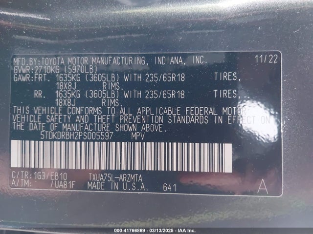 Toyota Highlander Xle 2023 5TDKDRBH2PS005597 Image 9