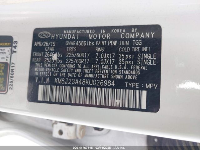 KM8J23A48KU026984 Hyundai TUCSON SE