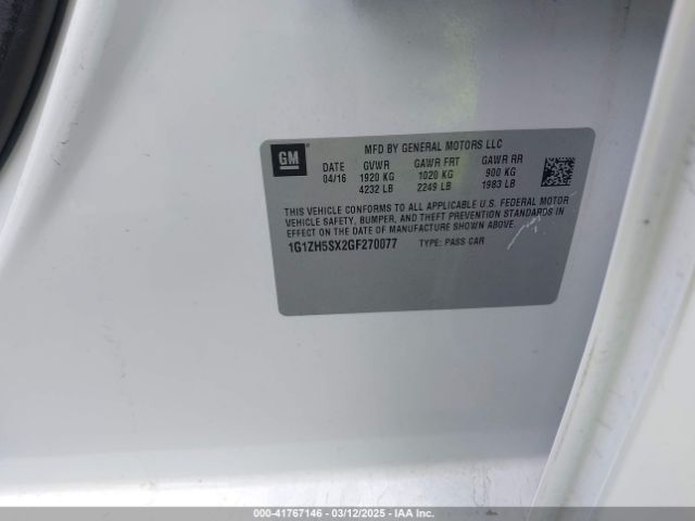 1G1ZH5SX2GF270077 Chevrolet Malibu Premier