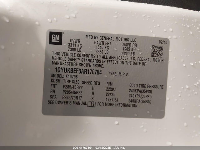 2010 CADILLAC ESCALADE 1GYUKBEF3AR170784 Photo 8