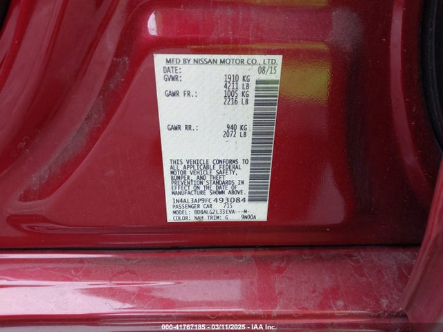 1N4AL3AP9FC493084 Nissan Altima 2.5 S