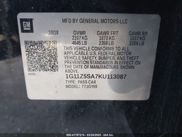 1G11Z5SA7KU113087 Chevrolet IMPALA LT