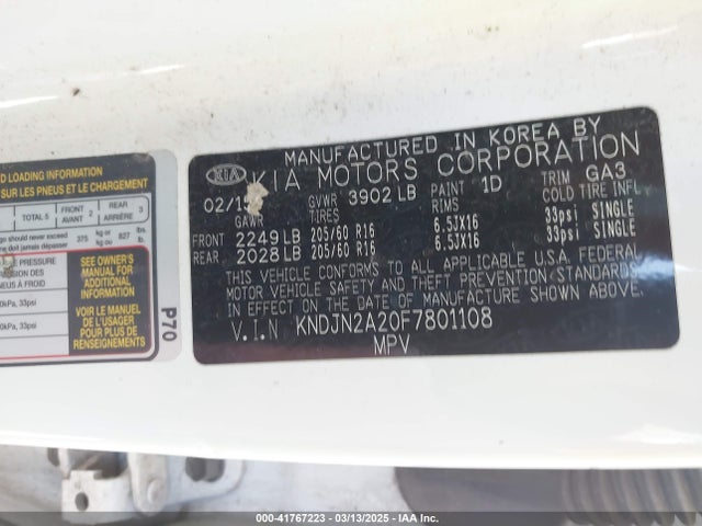 KIA Soul 2015 KNDJN2A20F7801108 Image 9