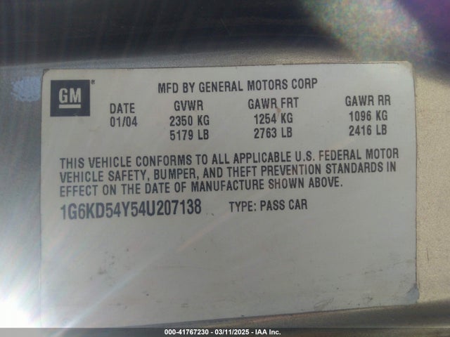 2004 CADILLAC DEVILLE 1G6KD54Y54U207138 Photo 8