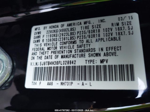 5J8TB4H36FL028942 Acura RDX