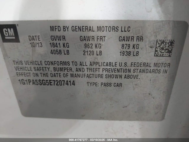 1G1PA5SG5E7207414 Chevrolet Cruze Ls Auto