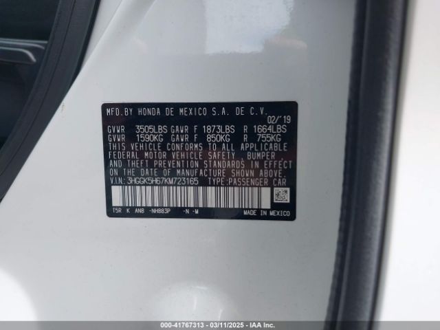 3HGGK5H67KM723165 Honda Fit Sport
