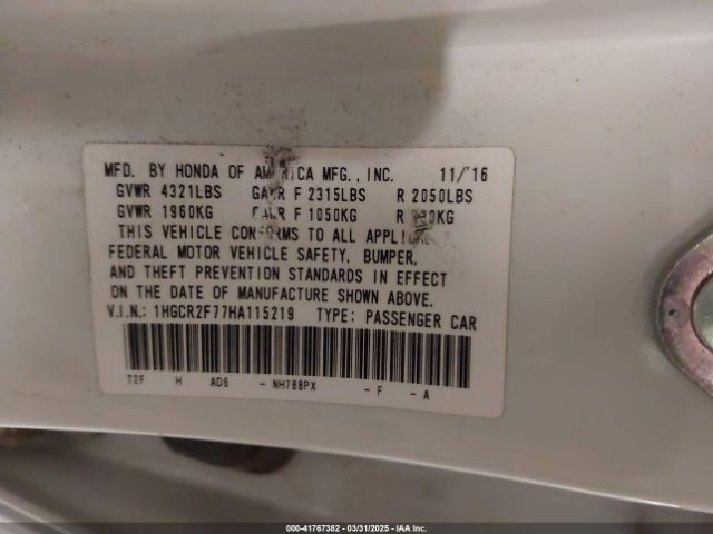 1HGCR2F77HA115219 Honda k24w1