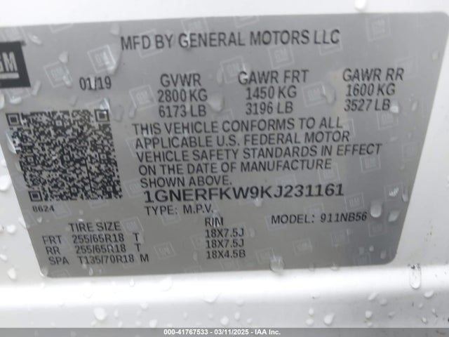 1GNERFKW9KJ231161 Chevrolet Traverse Ls