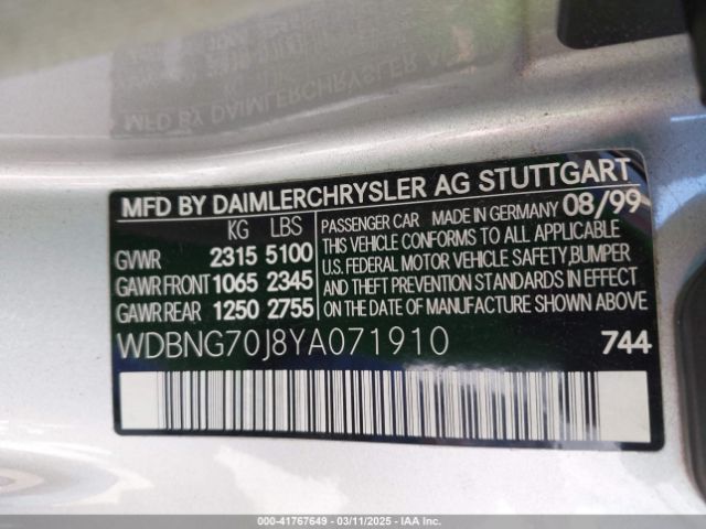 2000 MERCEDES-BENZ S 430 WDBNG70J8YA071910 Photo 8