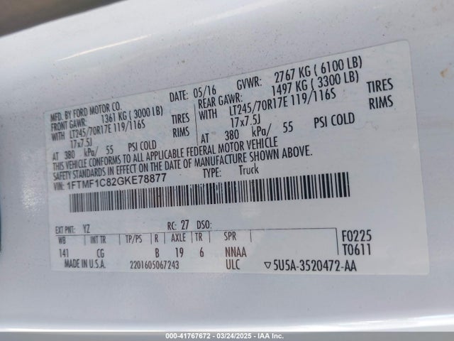 Ford F-150 Xl 2016 1FTMF1C82GKE78877 Image 9