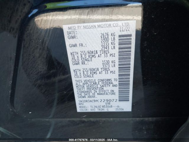 5N1DR3AC9PC229072 Nissan Pathfinder S 4wd