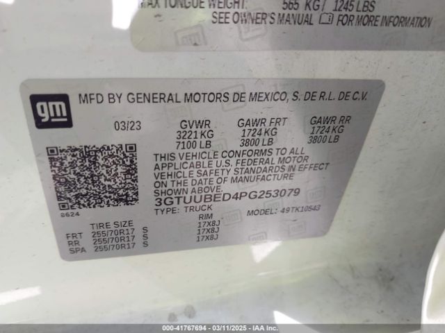 3GTUUBED4PG253079 GMC Sierra 1500 4wd  Short Box Sle