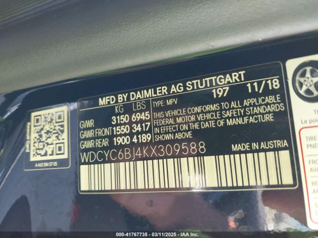 WDCYC6BJ4KX309588 Mercedes-Benz G 550 4matic
