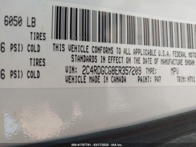 2C4RDGCG8ER357209 Dodge Grand Caravan Sxt