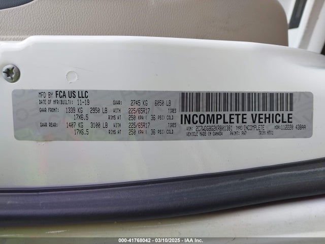 2C7WDGBG2KR801381 Dodge Grand Caravan Se