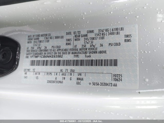 1FTMF1CB6NKE63582 Ford F-150 Xl