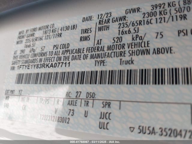 1FTYE1Y83RKA07711 Ford Transit-150