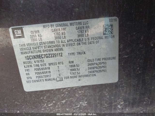 1GCVKREC7GZ229112 Chevrolet Silverado 1500 1lt