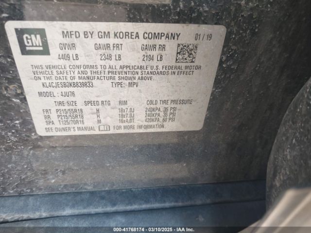 2019 BUICK ENCORE KL4CJESB0KB839833 Photo 8