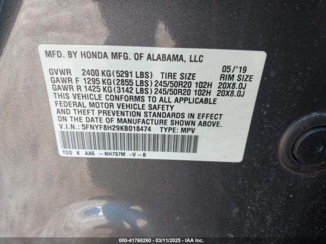 5FNYF8H29KB018474 Honda Passport Sport