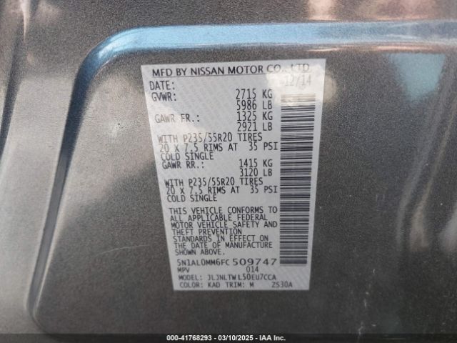 5N1AL0MM6FC509747 Infiniti QX60