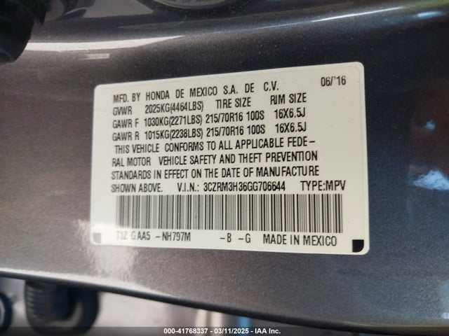 3CZRM3H36GG706644 Honda CR-V LX
