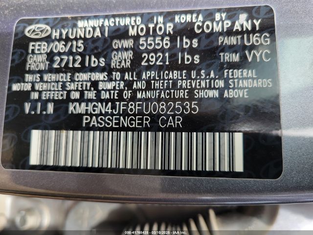 KMHGN4JF8FU082535 Hyundai Genesis
