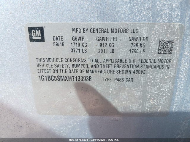 1G1BC5SMXH7133938 Chevrolet Cruze Ls Auto