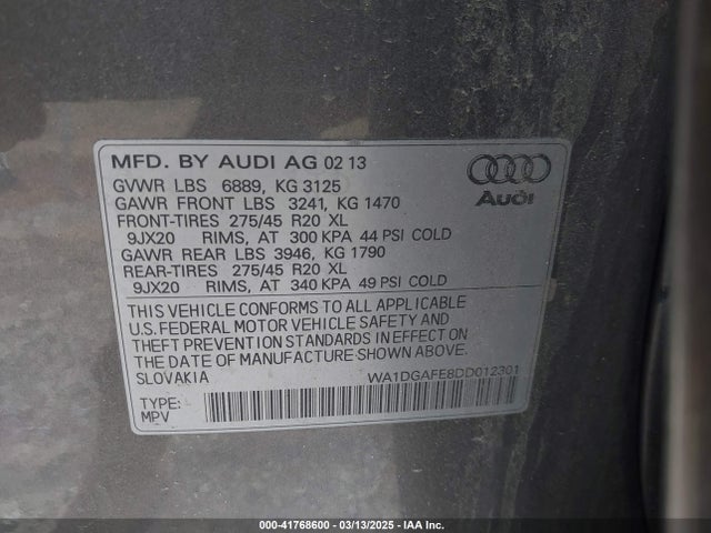 2013 AUDI Q7 WA1DGAFE8DD012301 Photo 8