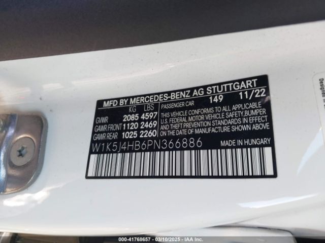 W1K5J4HB6PN366886 Mercedes-Benz Cla 250 Coupe 4matic