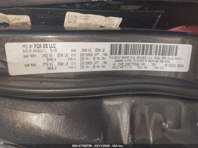 1C4RDJDG8KC770506 Dodge Durango Gt Plus Awd