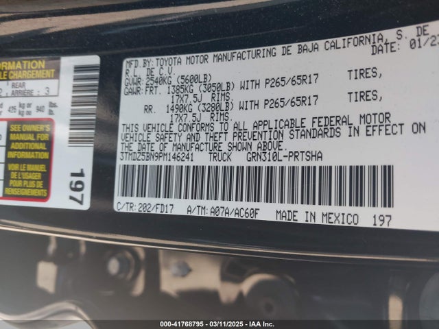 3TMDZ5BN9PM146241 Toyota Tacoma Trd Sport