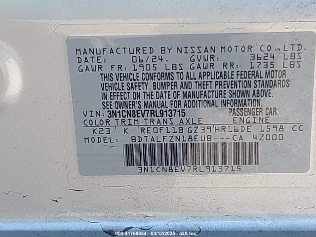 Nissan Versa 1.6 Sv 2024 3N1CN8EV7RL913715 Image 9