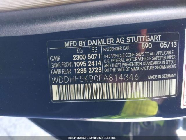 WDDHF5KB0EA814346 Mercedes-Benz E 350