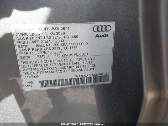 2012 AUDI Q7 WA1LGAFE5CD000357 Photo 8