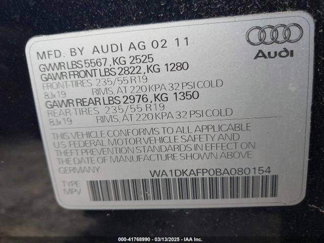 2011 AUDI Q5 WA1DKAFP0BA080154 Photo 8