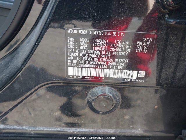3CZRU6H59MM728380 Honda Hr-v Awd Ex