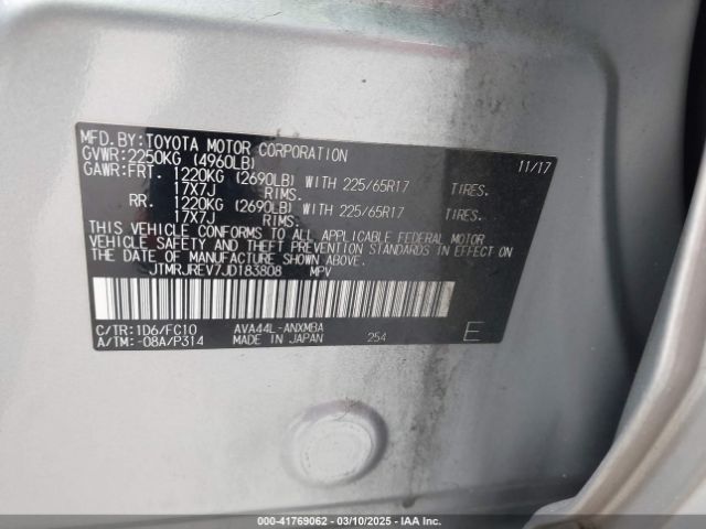 JTMRJREV7JD183808 Toyota Rav4 Hybrid Le
