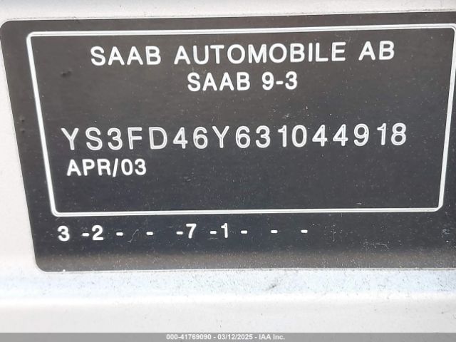 2003 SAAB 9-3 YS3FD46Y631044918 Photo 8