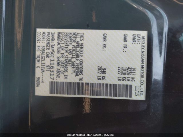 1N4AL3AP5GC116317 Nissan Altima 2.5 S